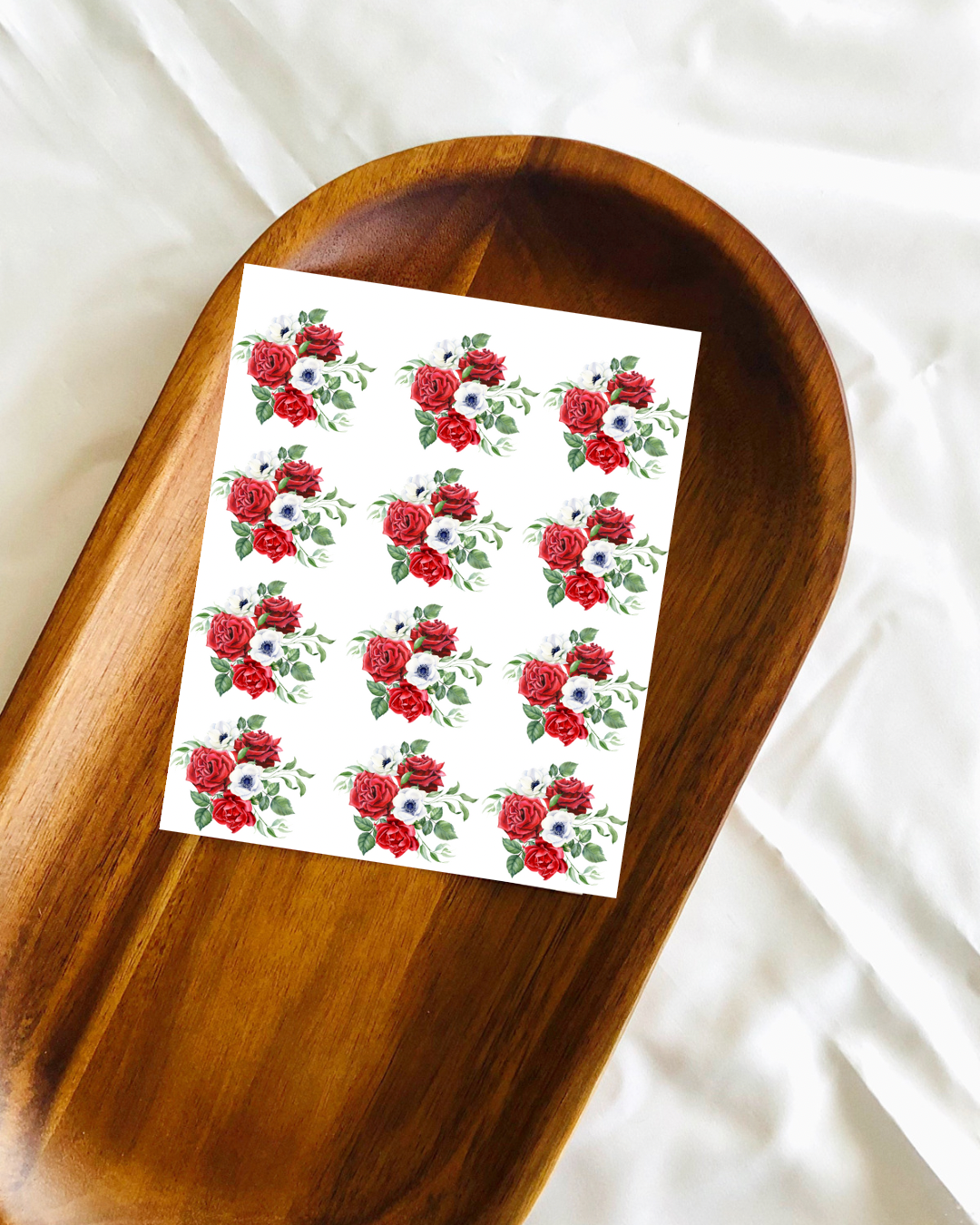 Red floral bunch transfer sheet