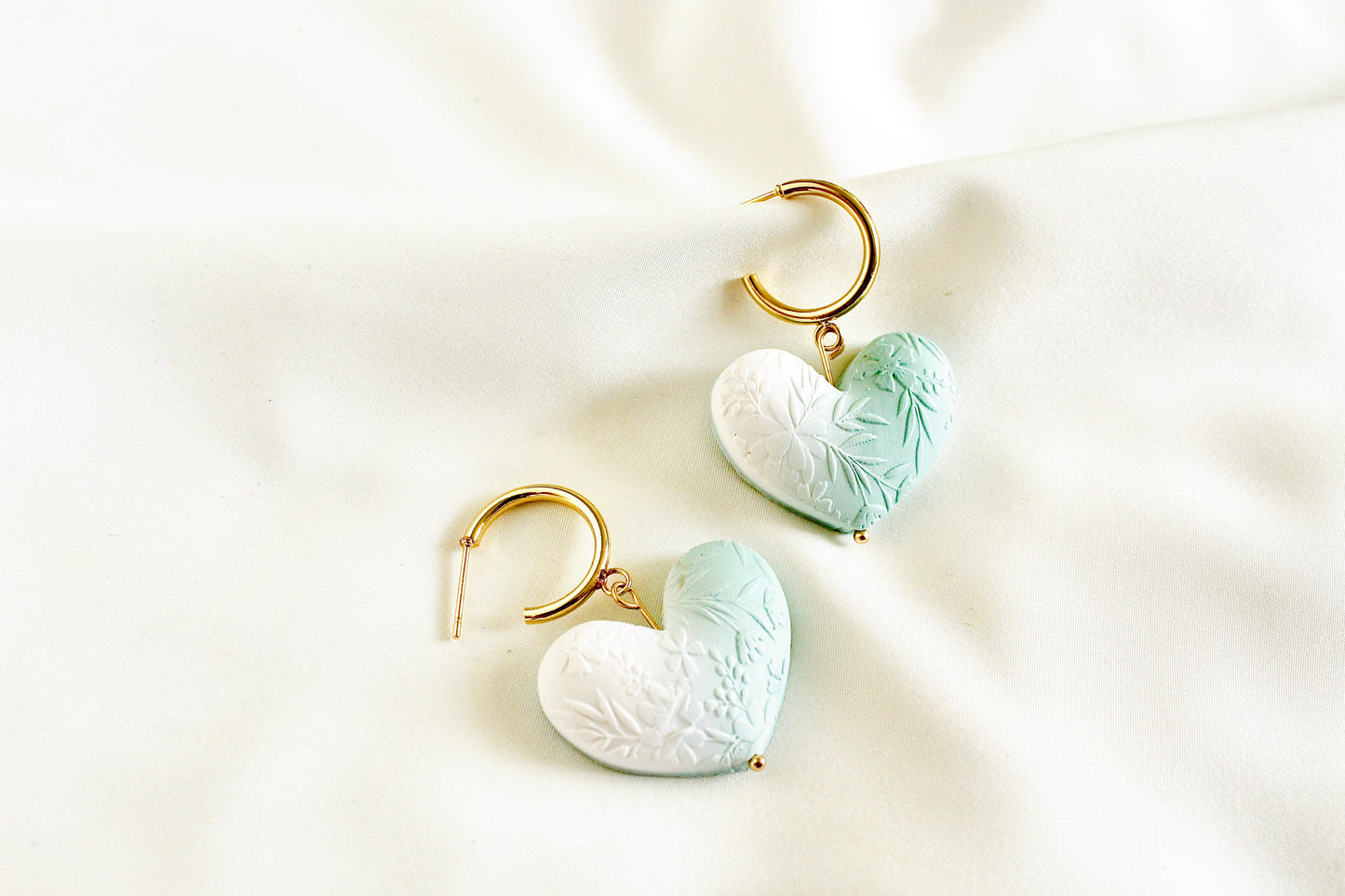 Cinderella inspired Texture floral heart hoops