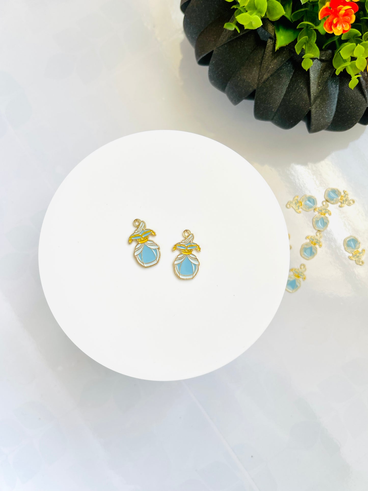 Glass slipper princess alloy charm 10 pcs