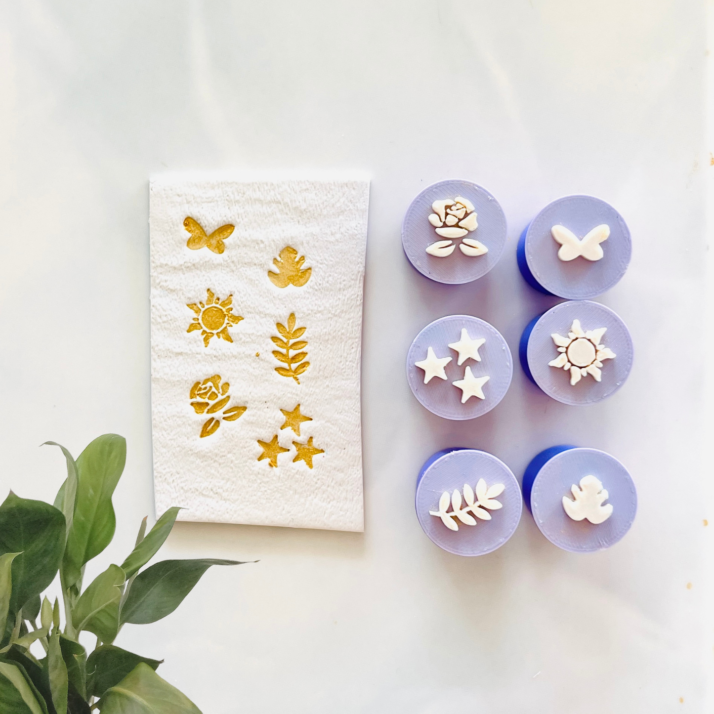 Mica powder clay stamps