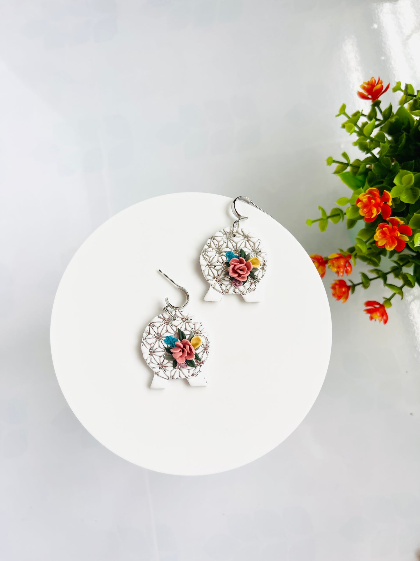Spaceship earth spring statement earrings