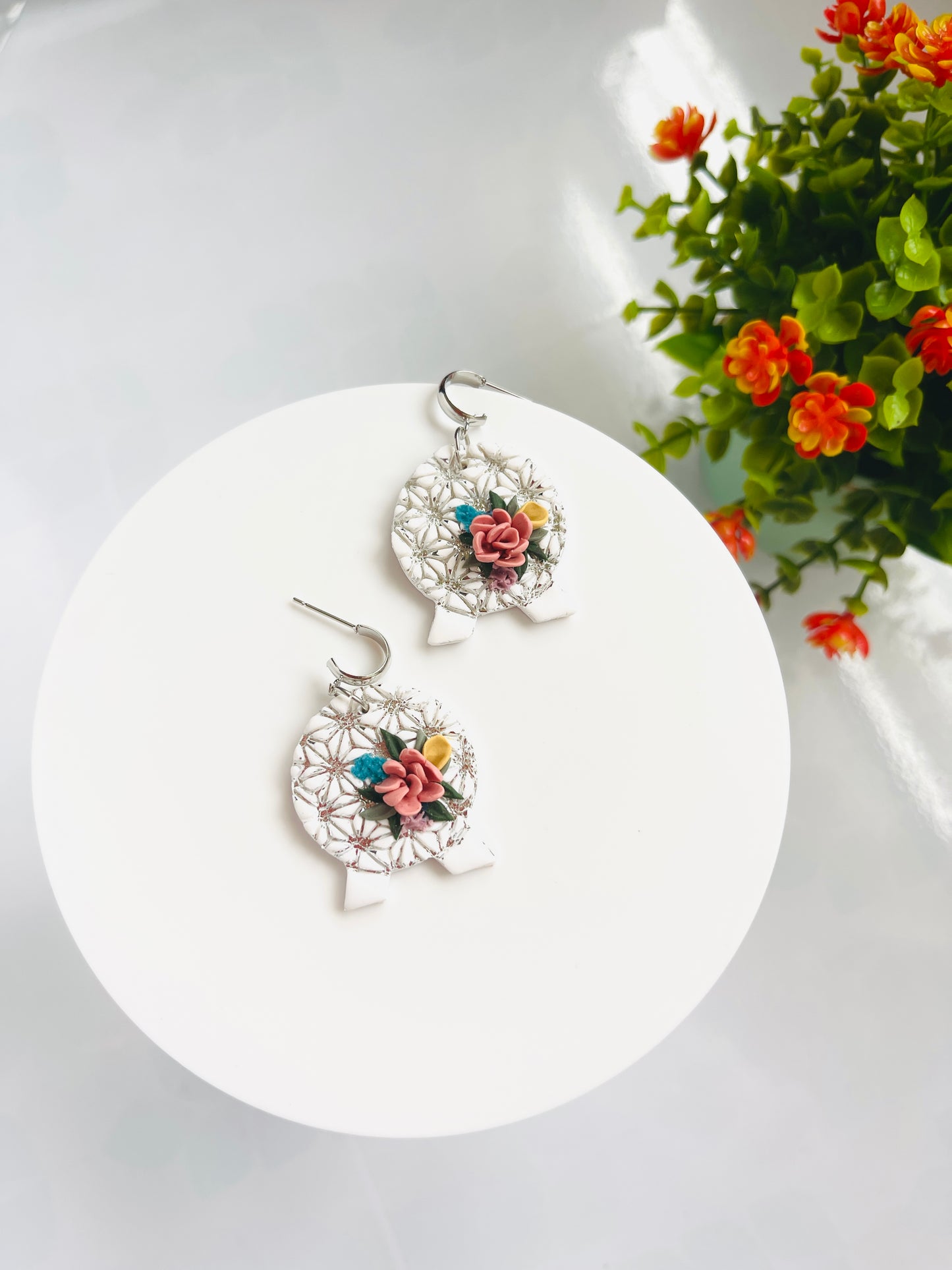 Spaceship earth spring statement earrings