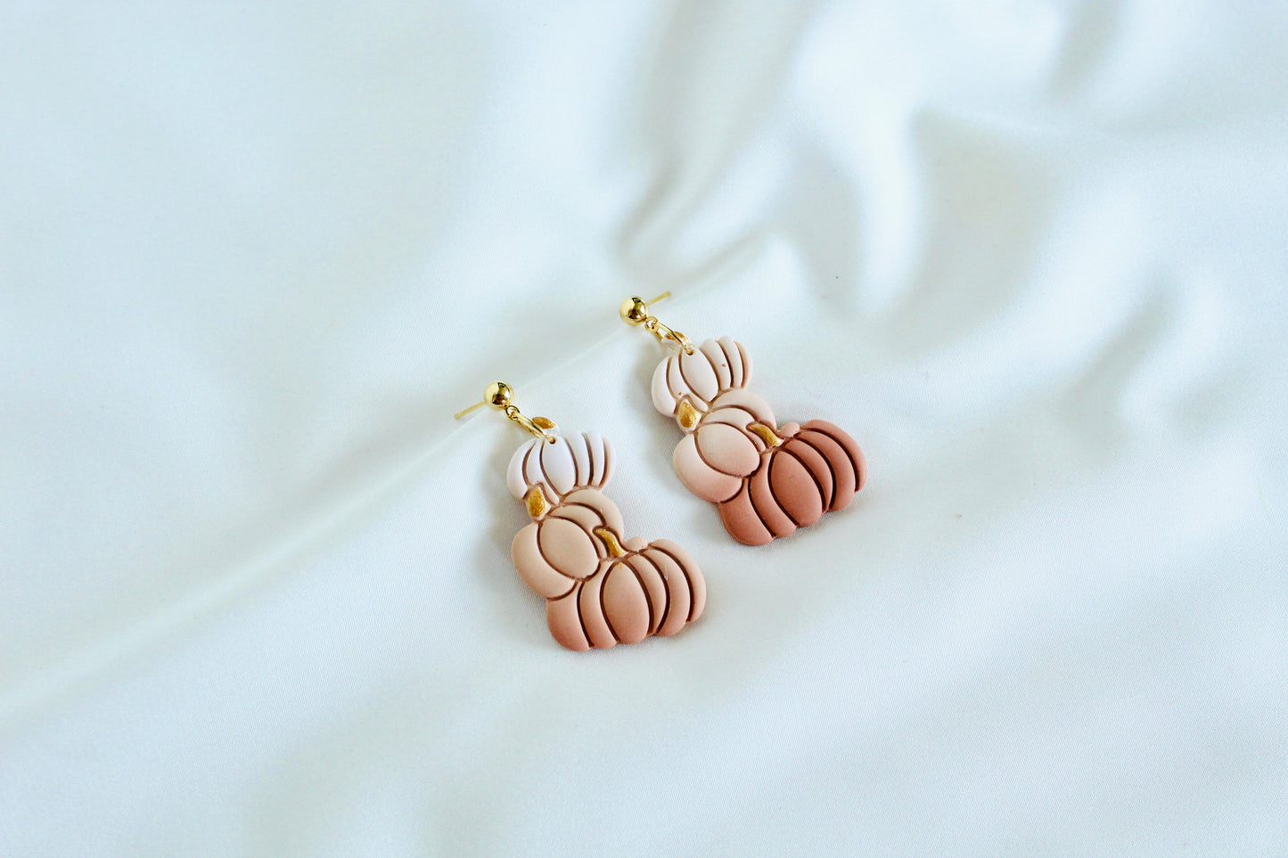 Stacked pumpkin earrings for Halloween