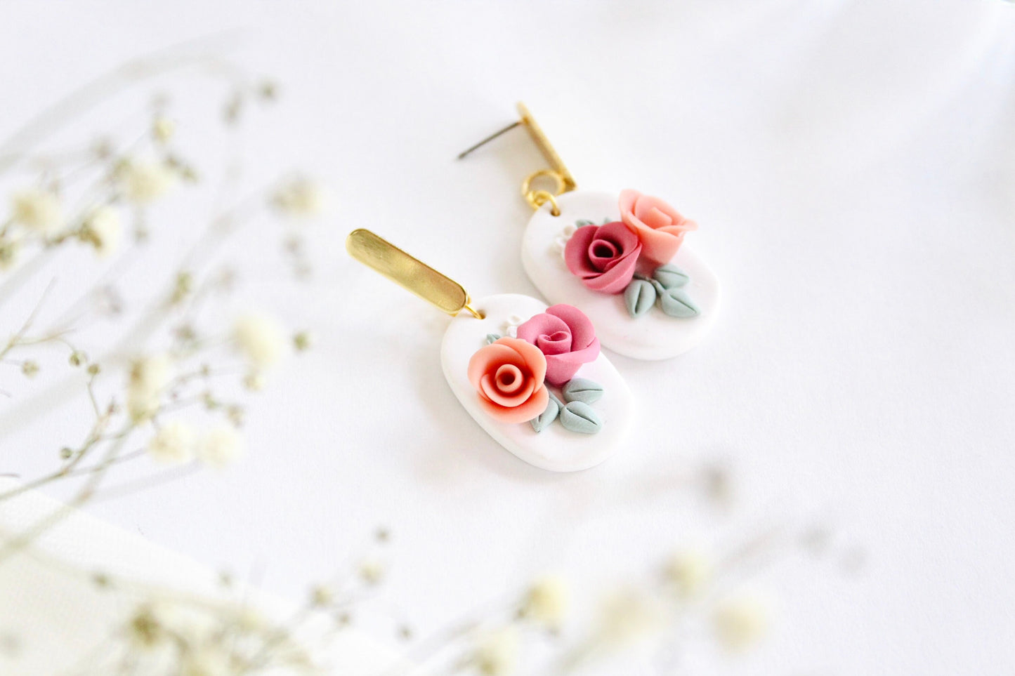 Bella~ Floral bouquet clay earrings| floral bouquet polymer clay Earrings | bridal shower earring gift | boho earrings | flower earrings