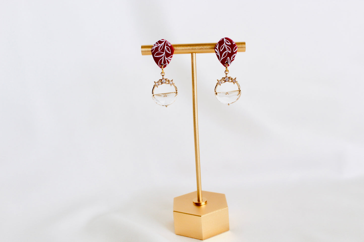 Valentines clay earrings | bridal clay earring | Red Floral clay earrings | Pearl Clay Earrings | Disney clay earring