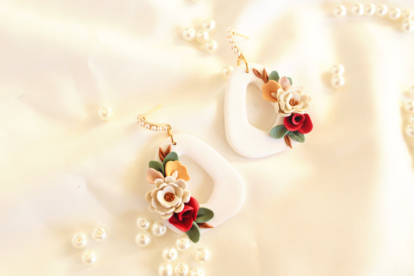 Sadi floral pearl dangles