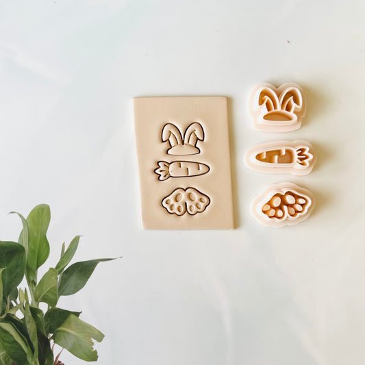 Bunny trio set ( bunny ears , carrot , bunny print )