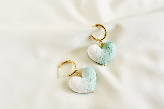 Cinderella inspired Texture floral heart hoops