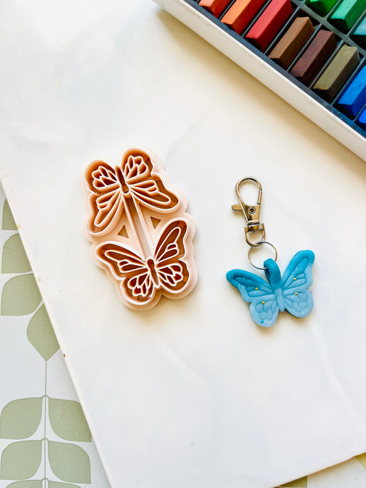 Butterfly leather keychain cutter