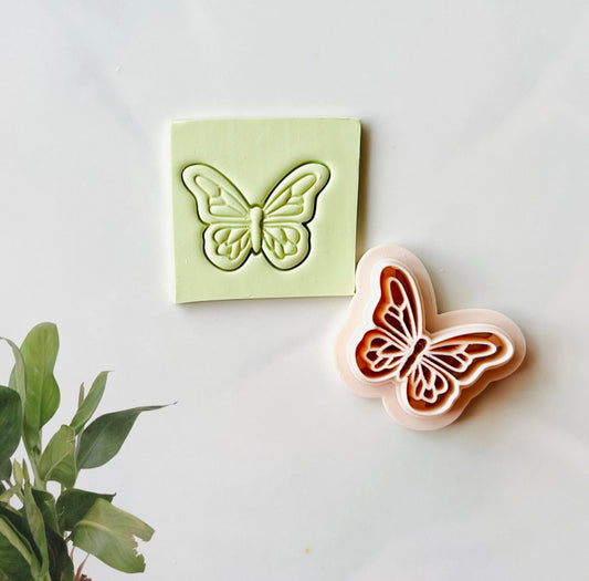 Embossed flower butterfly clay cutter #mb2024 |  spring  cutter , butterfly clay cutters, monarch clay cutters , moth  clay cutter