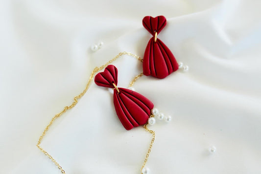 Evelyn ~ red classy dangle | valentine clay earrings