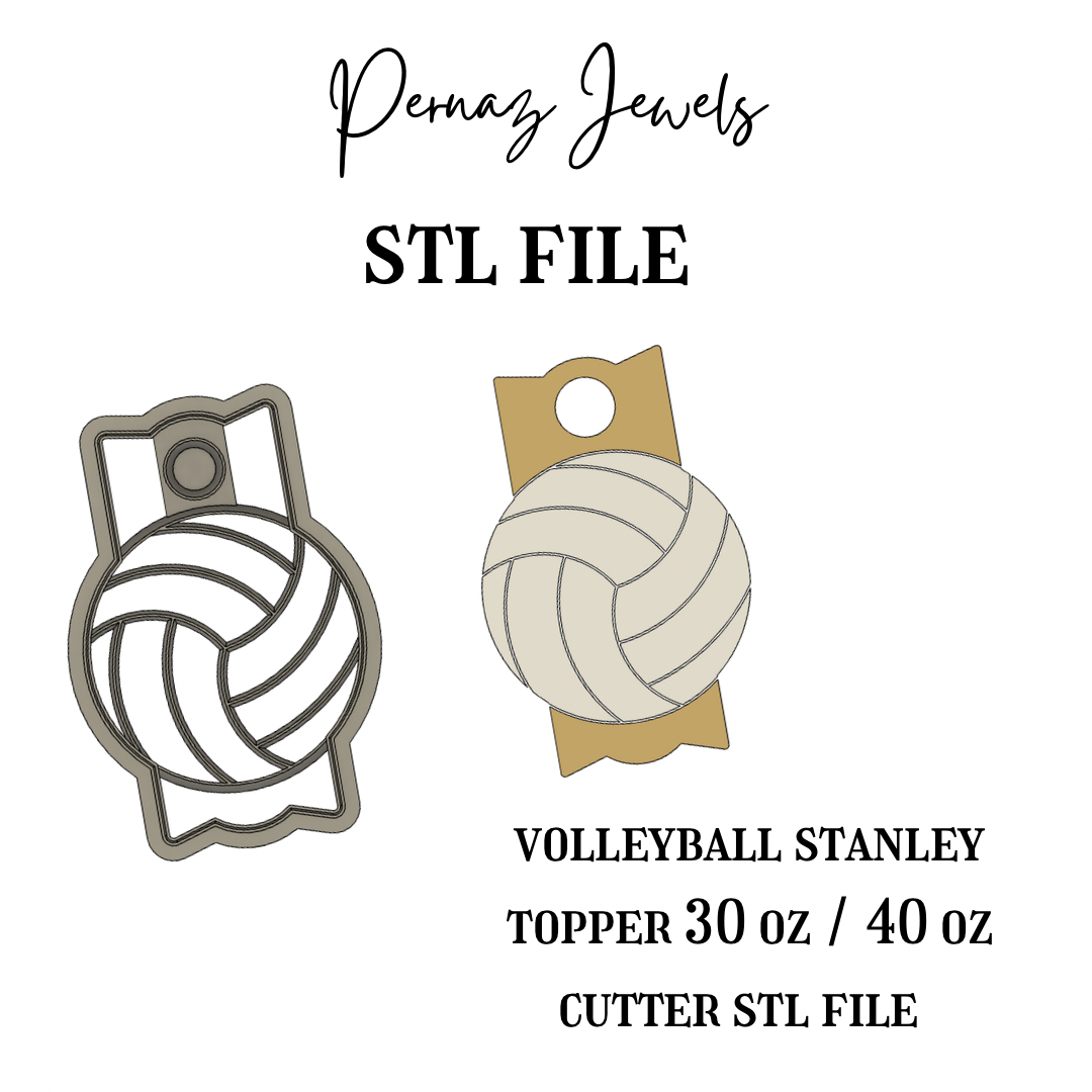 Volleyball Stanley topper stl file 30 oz 40 oz