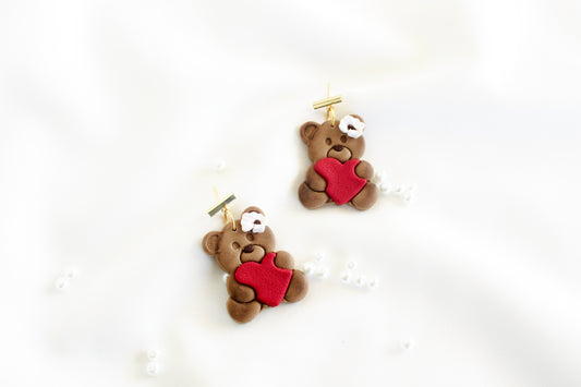 valentines teddy earrings | bear earrings
