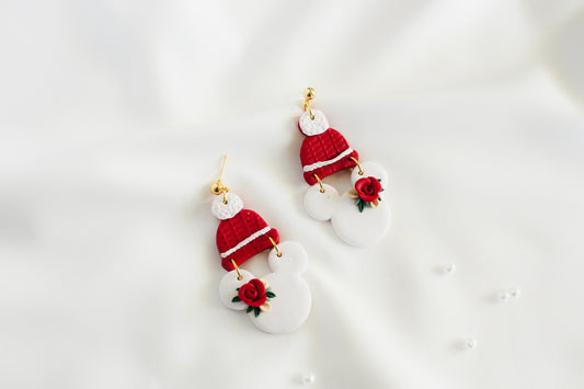 MOUSE WINTER FLORAL EARRING