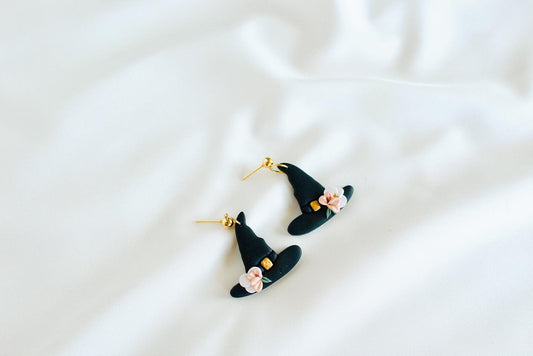 Witch hat floral Halloween earrings
