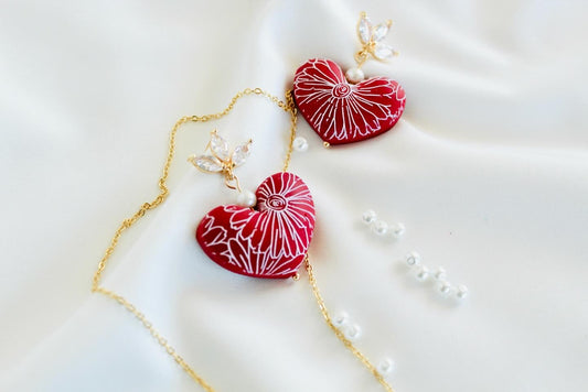 Puffy heart earring #102h