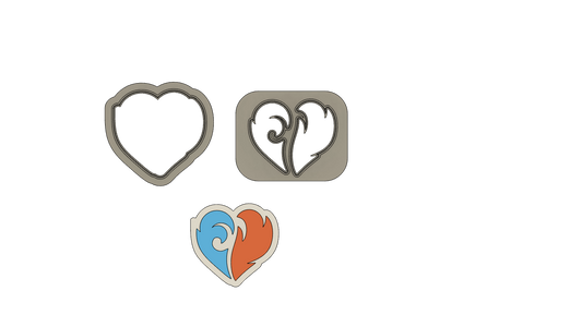 water and heart element heart set of 3 cutters