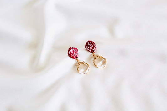 Valentines clay earrings | bridal clay earring | Red Floral clay earrings | Pearl Clay Earrings | Disney clay earring