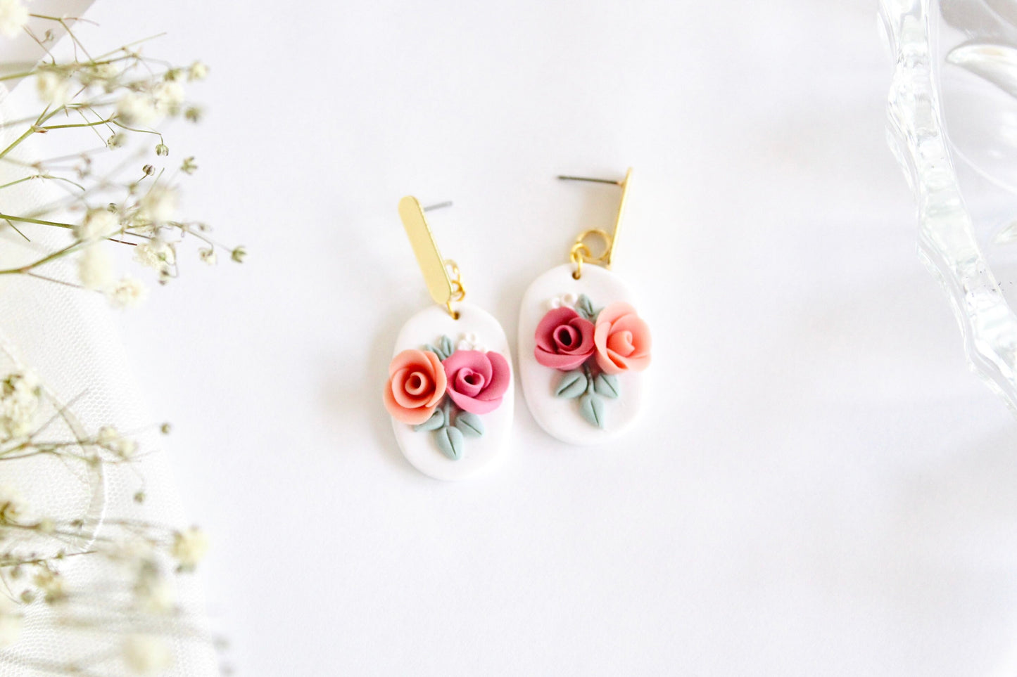Bella~ Floral bouquet clay earrings| floral bouquet polymer clay Earrings | bridal shower earring gift | boho earrings | flower earrings