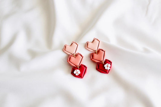 Valentines heart earrings , valentines love Dangles
