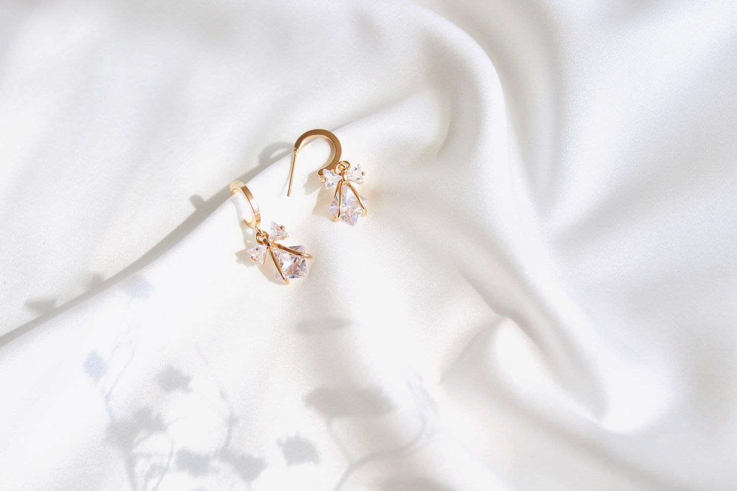 Bridal earrings | gold charm hoop Earrings, Minimalist Gold plated hoop earrings - gold plated Cz dangle | wedding earrings