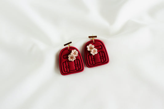 Floral backpack earrings